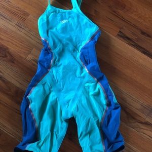 Speedo LZR Pure Intent Tech Suit Green Glow/Nordic Teal/Rose Gold/White